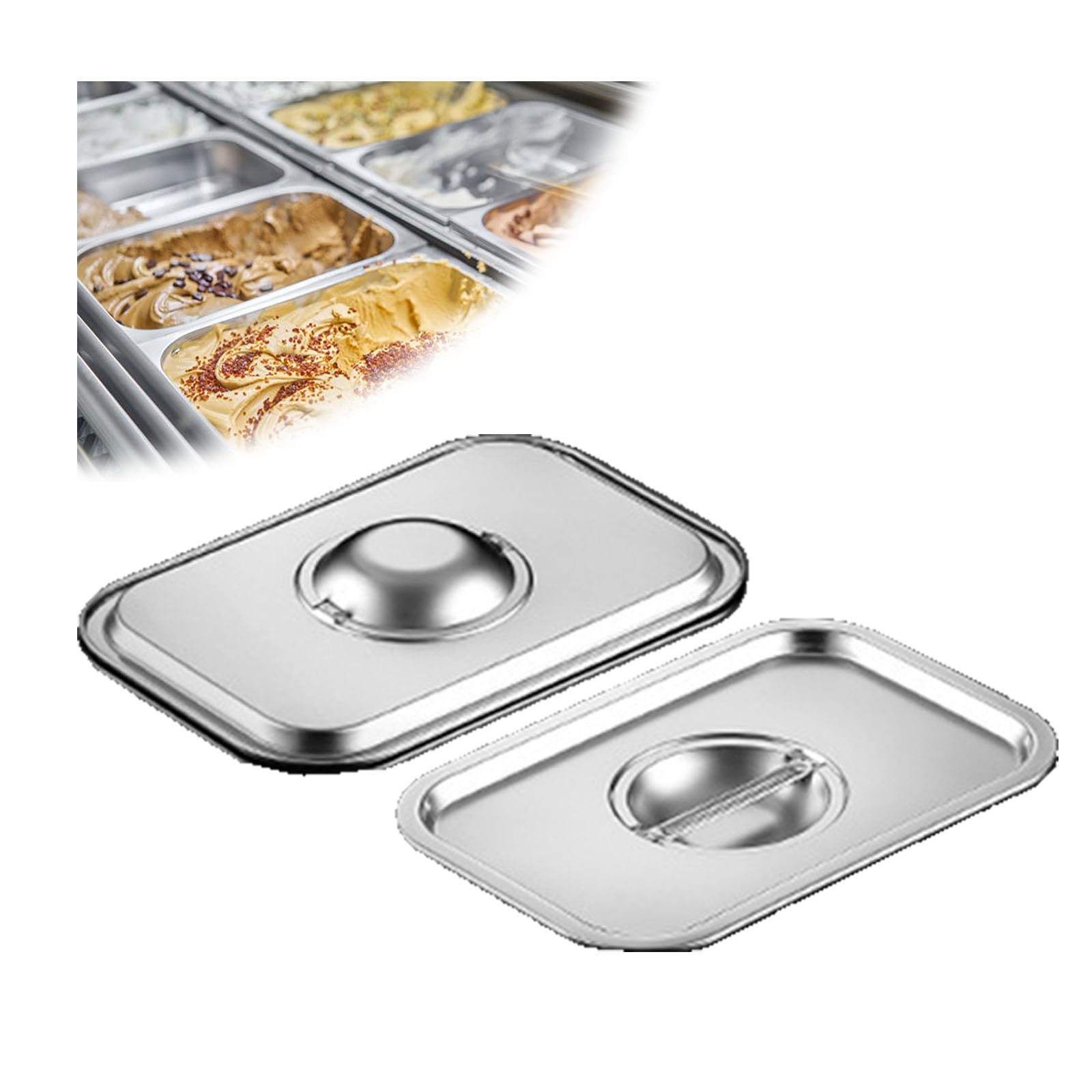 Contenitore Gastronorm in Acciaio Inox,Buffet Scaldavivande Vaschette per Alimenti,Bacinella Gastronorm con Maniglia,40 * 30cm,Lid