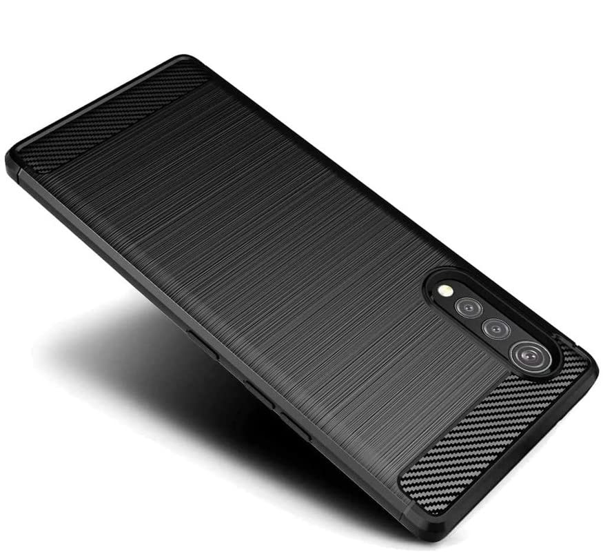 Image of NPRC Hybrid Ultra Slim Protective Case TPU Non-Slip Carbon Fiber Texture Shockproof Case Cover for Lg Velvet - Black