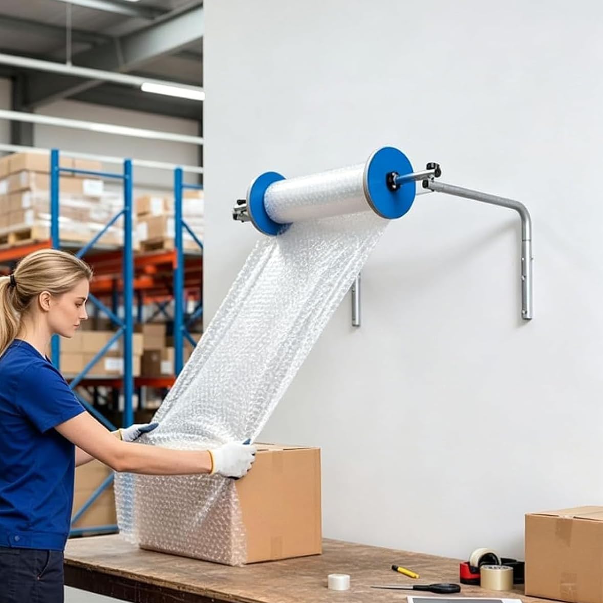 Dispenser per Rotolo di Pluriball, Supporto per Rotolo di Pluriball da 40 Cm (15,75 Pollici), Facile da Installare, Materiale per Tubi Zincato Ispessito, Non Facile da Arrugginire, per