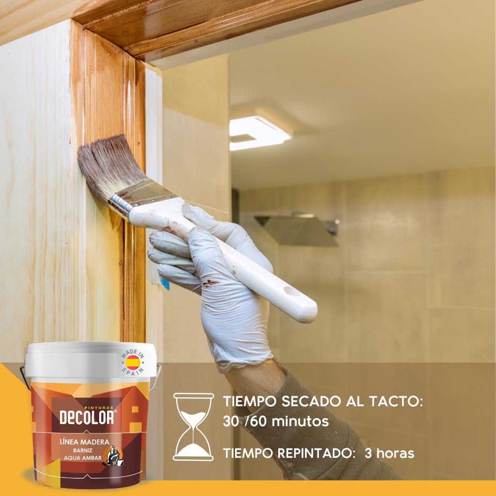 Barniz Satinado Castaño al agua. 4 Litros