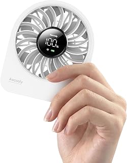 Aecooly Mini Portable Fan, Small Enough to Hold USB Desk Fan, 4 Speeds Quiet Rechargeable [11H Max Cooling Time], 180° Adjustable Battery Powered Personal for Travel, Office, Gifts for Women -White