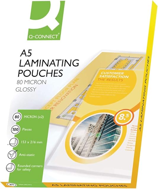 Q Connect A5 80 Micron Laminating Pouch (Pack of 100)
