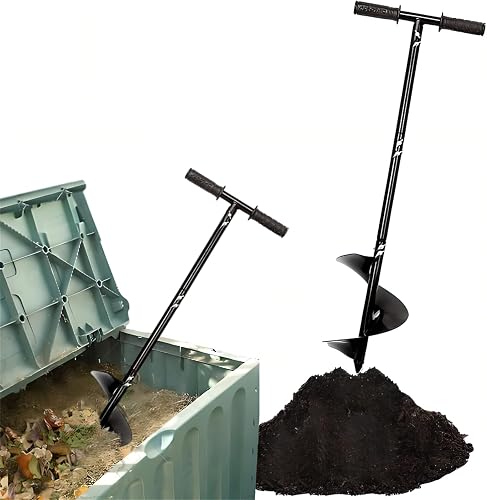 WLSANX Compost Aerator Tool 33.4 Inch Manual Compost Turner & Mixer with Rotating Drill