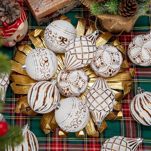 Boules de Noël rustiques style vintage bronze, lot de 12 suspensions