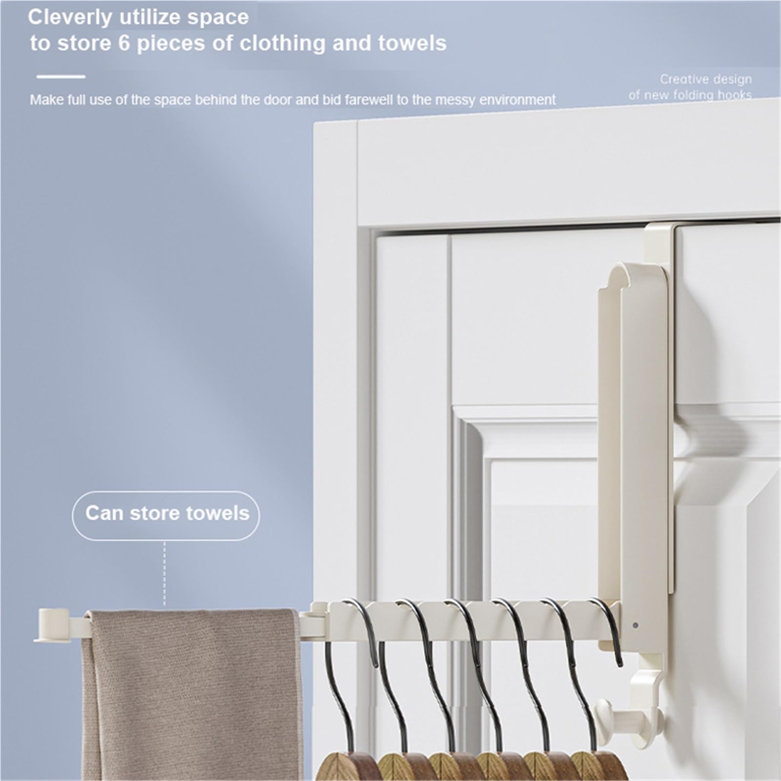 Gancho de almacenamiento detrás de la puerta, colgador sin perforaciones para bolsos, ropa y toallas (estilo gancho, 2 cm, gris)