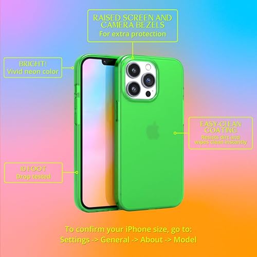 Miniatura 3 de FELONY CASE - Funda protectora transparente verde neón para iPhone 13 Pro Max, TPU y policarbonato que absorbe los golpes - A prueba de grietas con