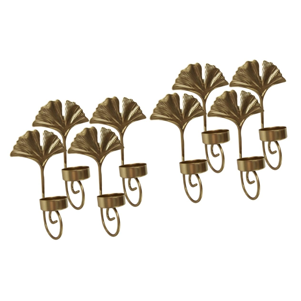 OUNONA 2 Set Portacandele Da Metallo Forma Foglia Decorazione Per Interni Per Sposi E Appassionati Design 4 Pezzi*2