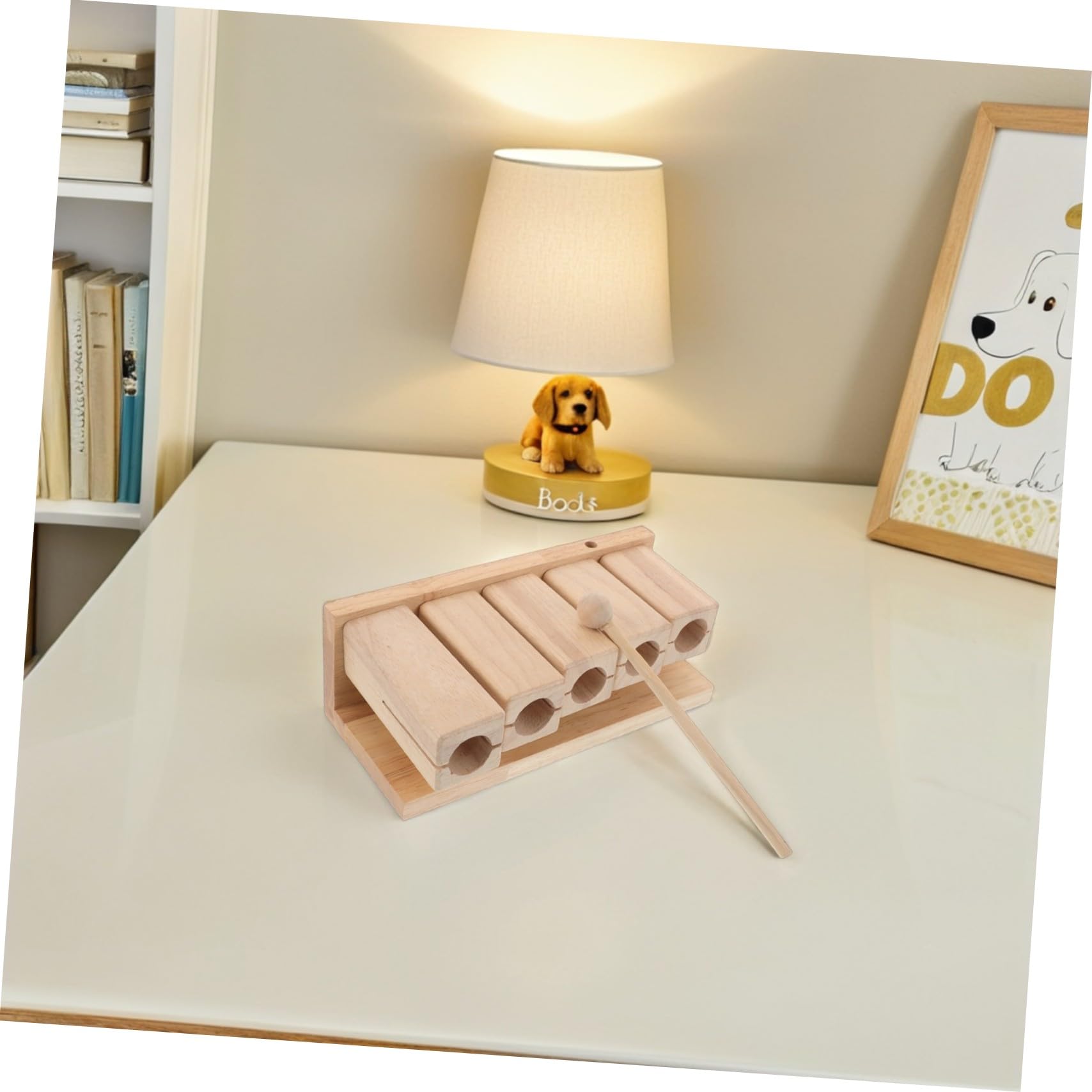 GALPADA Holz Schlagblock mit 5 Tönen aus Leichtem Holz für Interaktives Lernen im Klassenzimmer und Meditation mit Schlägel als Musikinstrument für Kleinkinder