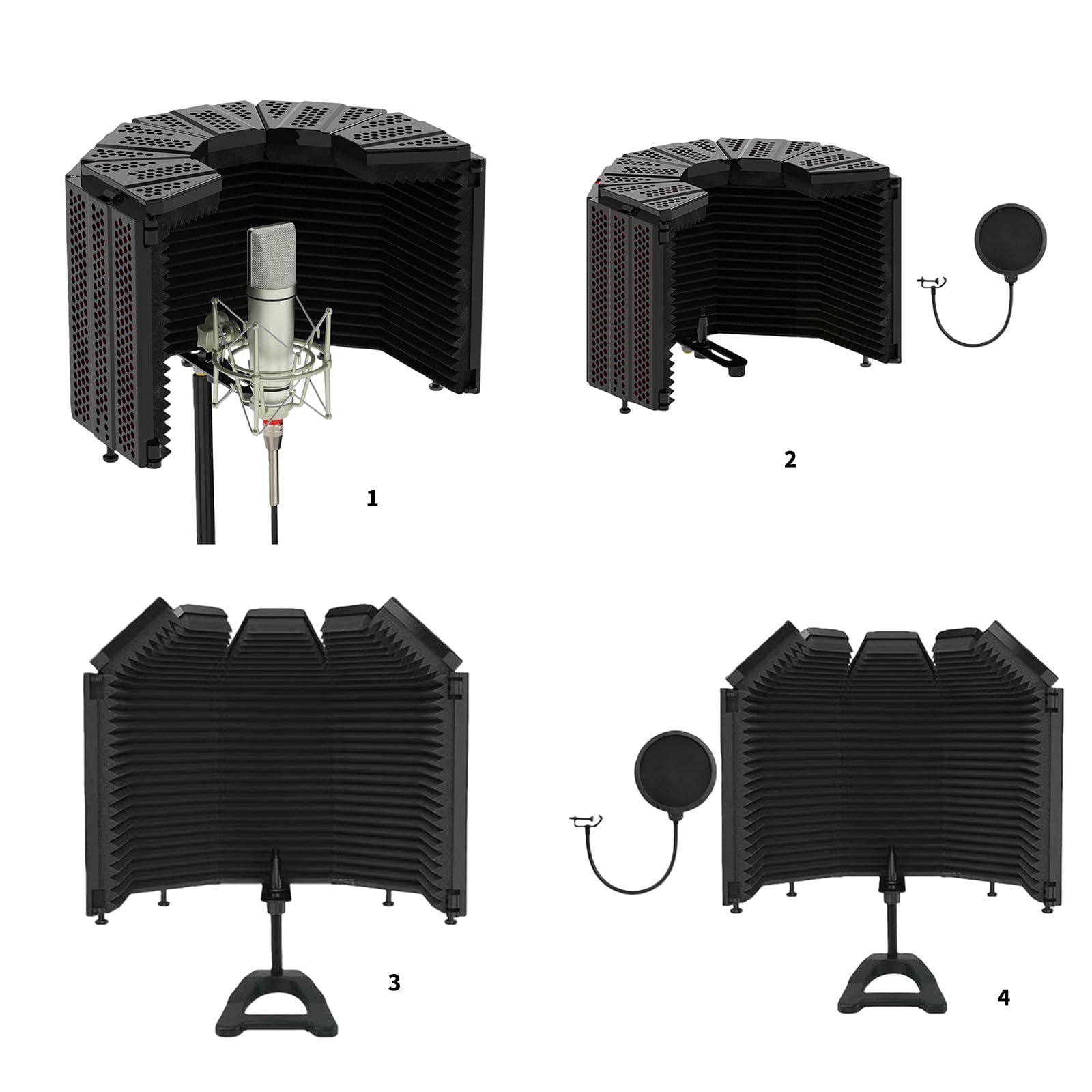 MultiLayer ABS Microfono Sound Shield Montaggio Rapido Microfono Scudo Isolamento per Podcaster Creatori di Contenuti Viaggio Strumento Audio Friendly