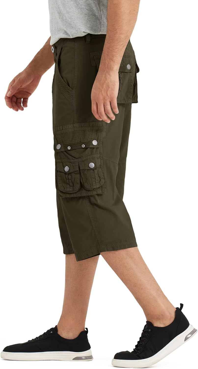 BEST SOUTH 3/4 Capri Long Cargo Shorts for Men Below Knee 18 Inches Pants Casual Hiking Work Outdoor with Pockets - Image 3