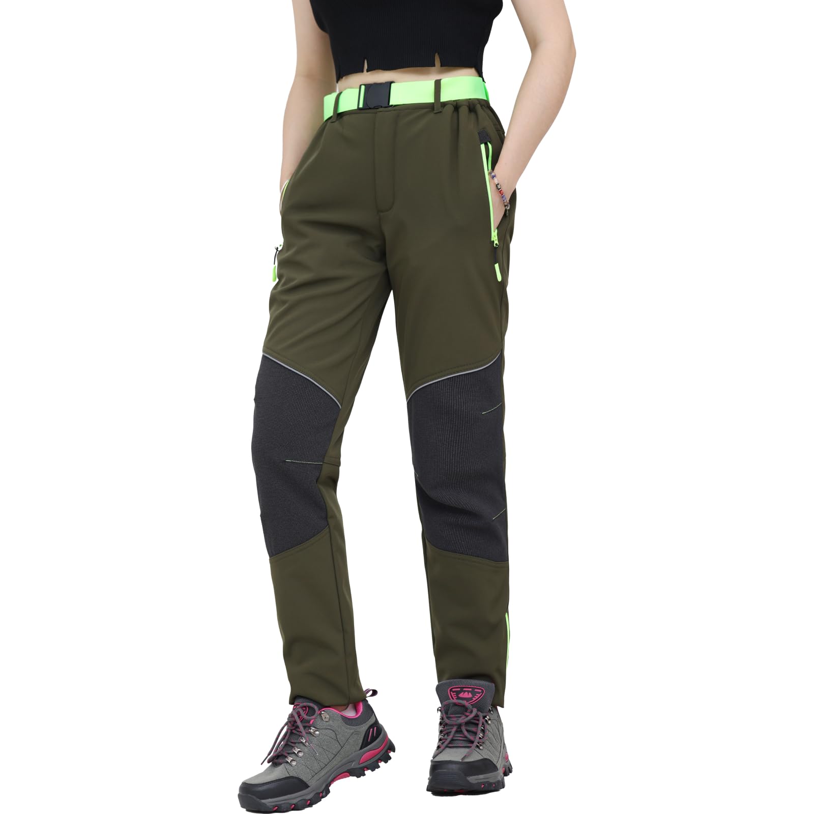 WORK IDEA Damen Outdoor-Hose aus wasserabweisendem Softshell-Material, wärmendem Futter, elastischem Taillenbund für komfortable und Flexible Passform – Ideal für Wandern, und Outdoor-Aktivitäten