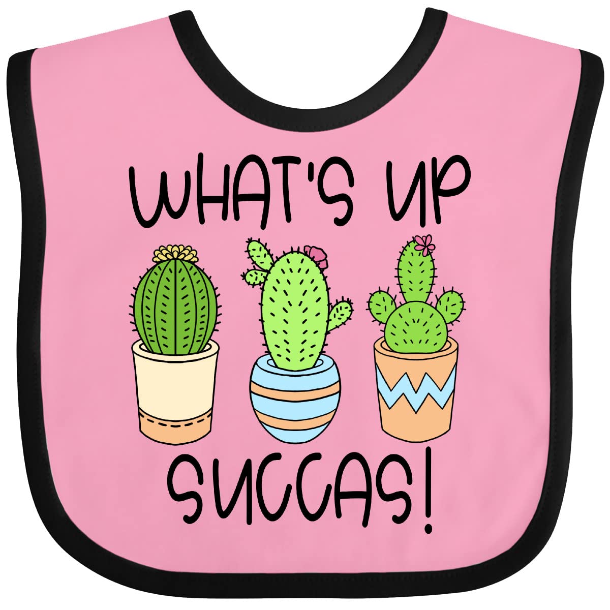 inktastic What's Up Succas Funny Cacti Plants Baby Bib