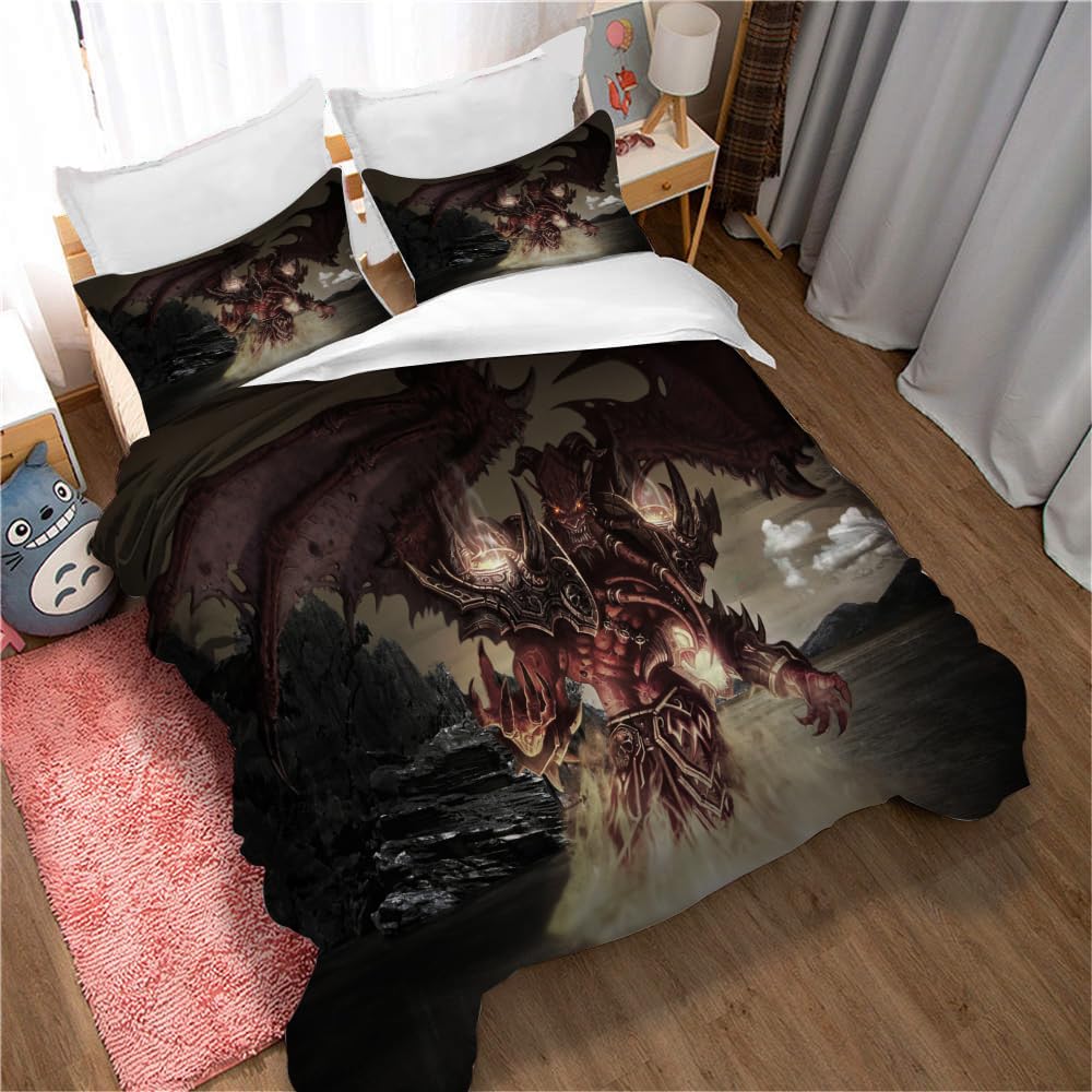 Duvet Cover Set World of Warcraft Bedding Set Kawaii Girl Bedding Set Lovely Duvet Cover Quilt Cover Soft Bedspread Cover (220x230cm(King),WOF 1)