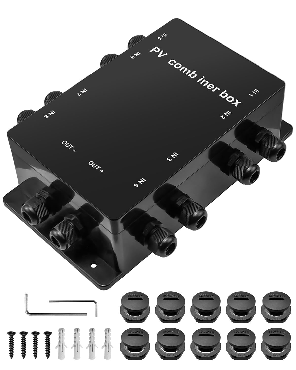 Dachkombinatorbox für Sonnenkollektoren, wetterfeste PV-Kombinatorbox für Wohnmobil und netzunabhängige Solaranlagen, 4-in-1-Out-Solarmodul-Anschlussbox, IP68 wasserdicht