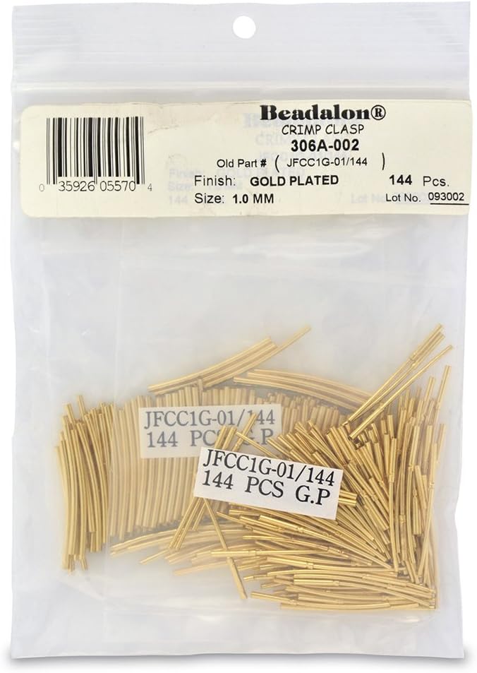 Artistic Wire Beadalon 144-Piece 1-MM Crimp Clasp, Gold Plate