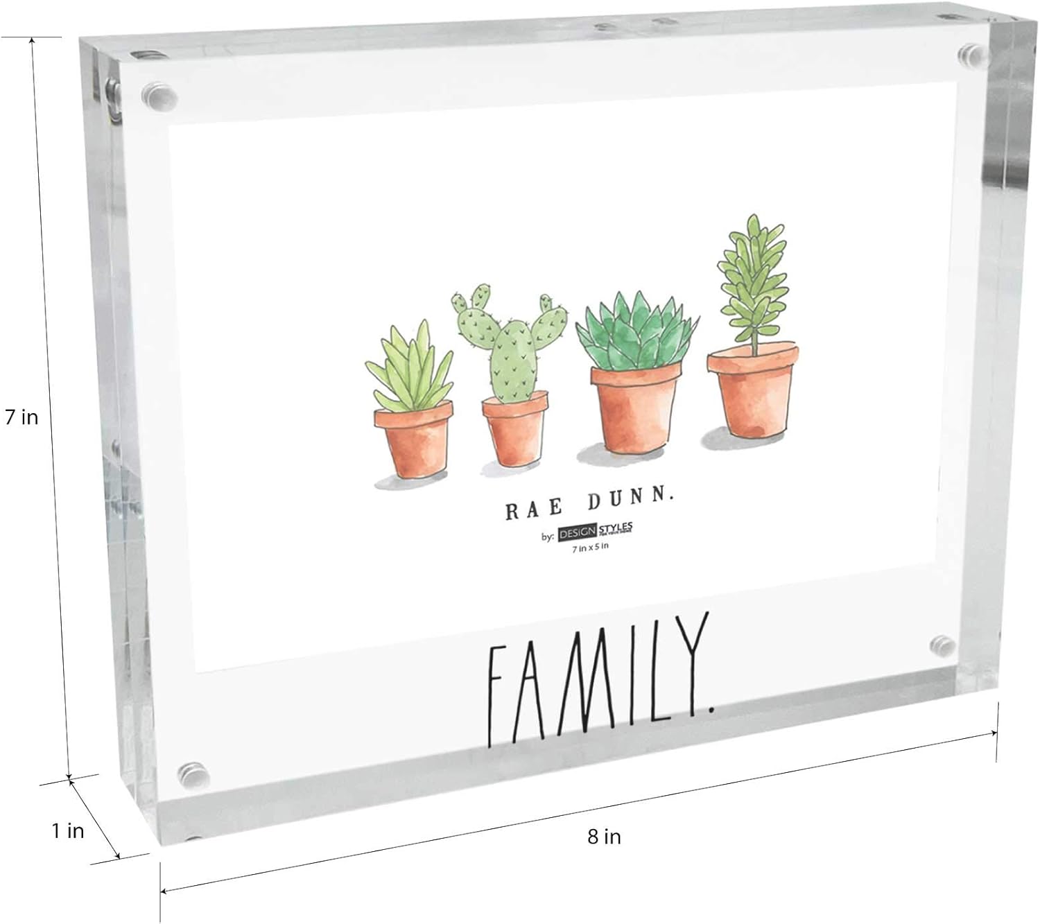 Rae Dunn 5 x 7 Clear Acrylic Picture Frame - Free Standing Acrylic Photo Frame Display for Home, Office, Desk, Table - Modern Decor with Cute Sayings - Gift for Mom, Best Friend