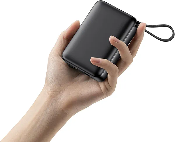 Portable Charger Power Bank, Portable Phone Charger 22.5W Fast Charging Powerbank Built in Cable (Matte Black)