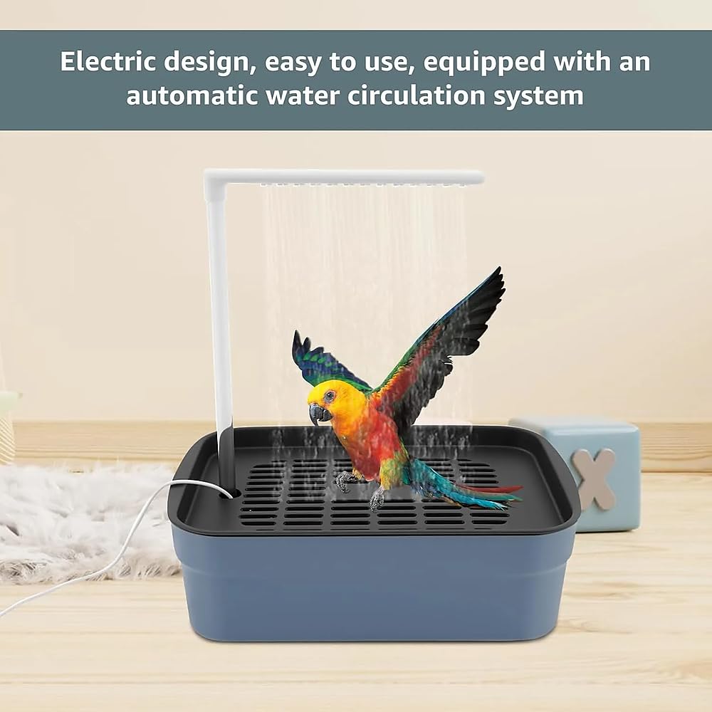 Ducha automática para pájaros con múltiples grifos, lavabo para periquitos, cacatúa, gris africano, baño de periquitos de agua circulante, ideal para la higiene de las aves