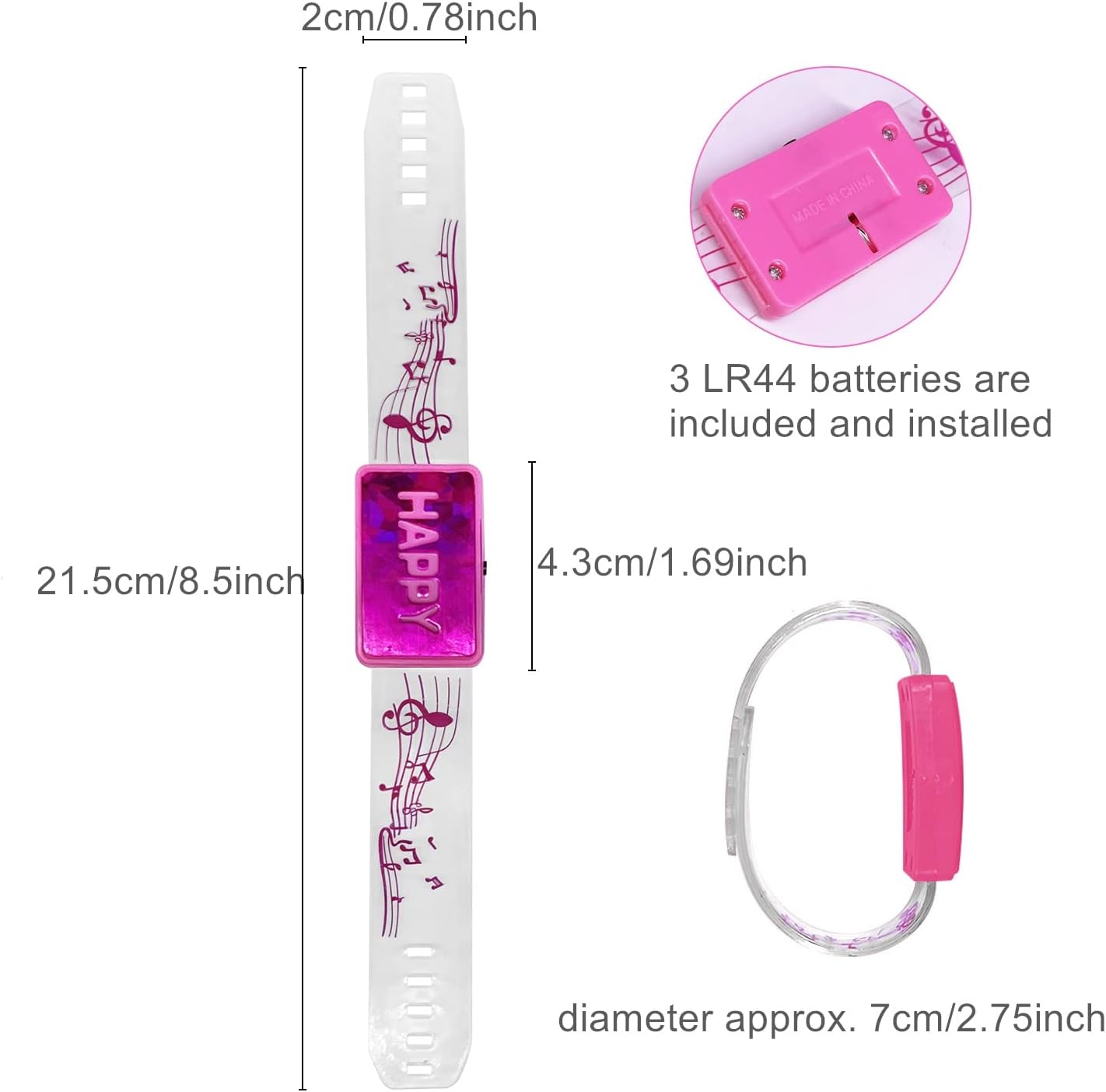 M.best 6pcs LED Light Up Bracelets, Glow in The Dark Flashing Wristbands Happy Bracelets Party Favors for Wedding,Sports,Festivals,Concerts,Party - Image 5