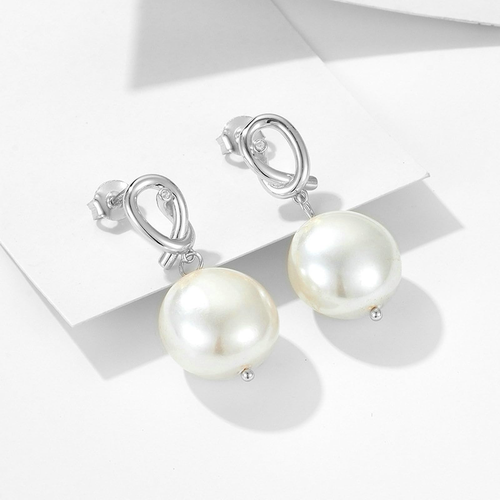 Pendientes colgantes de oro amarillo 750 585 375 de oro auténtico, pendientes para mujer, elegantes trenzados, nudos con diamantes redondos y perlas, pendientes para mujer, boda, sin níquel