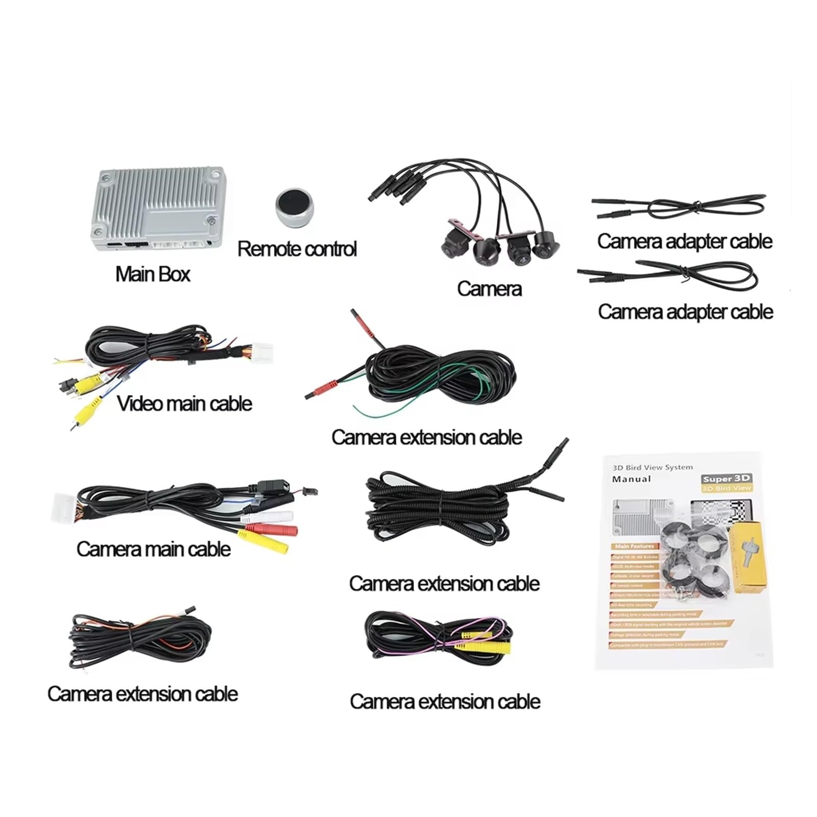 Panoramico Surround Revisione Circolare Registratore DVR Monitoraggio 1080P Vista Panoramica Telecamera 3D Uccelli A 360 Gradi Telecamera Retromarcia(360 with 32G USB)