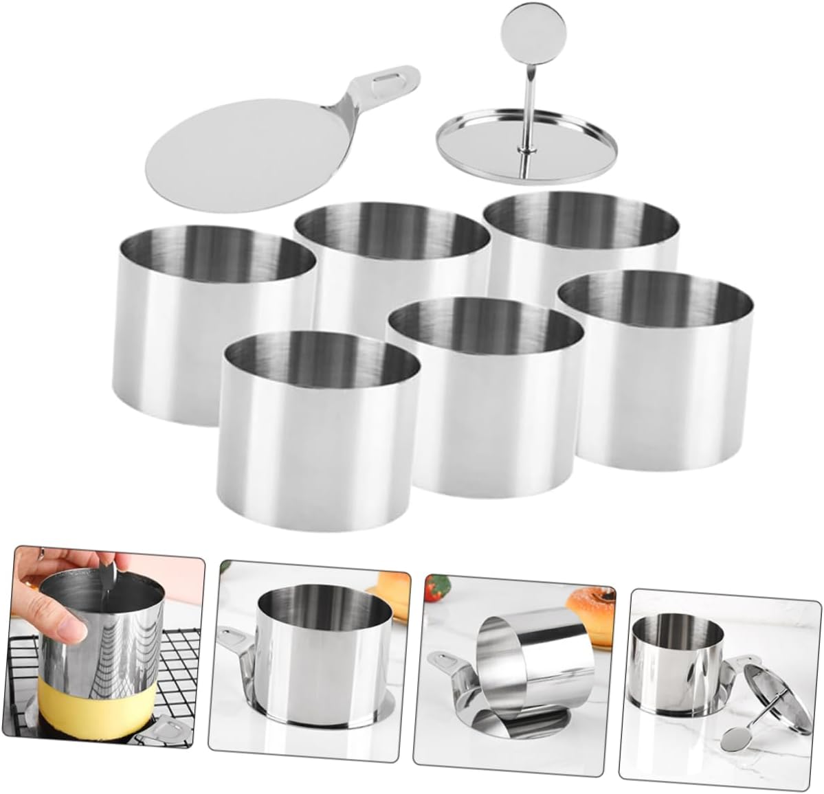 ULTECHNOVO Baking Molds Set Round Mousse Ring Cake Mould Cake Collar for Tiramisu Battenberg