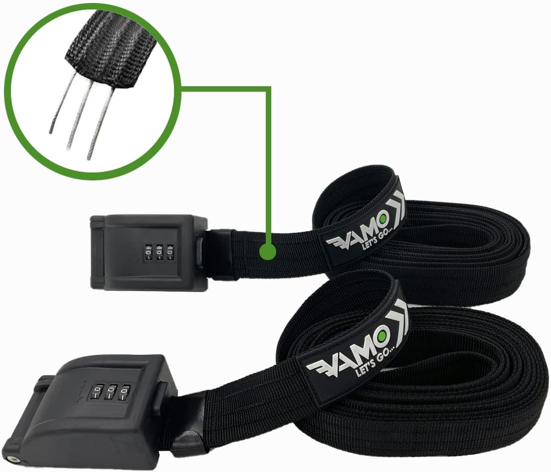 Vamo Premium Combination Locking Tie Downs w/ 3 Stainless Steel Cables