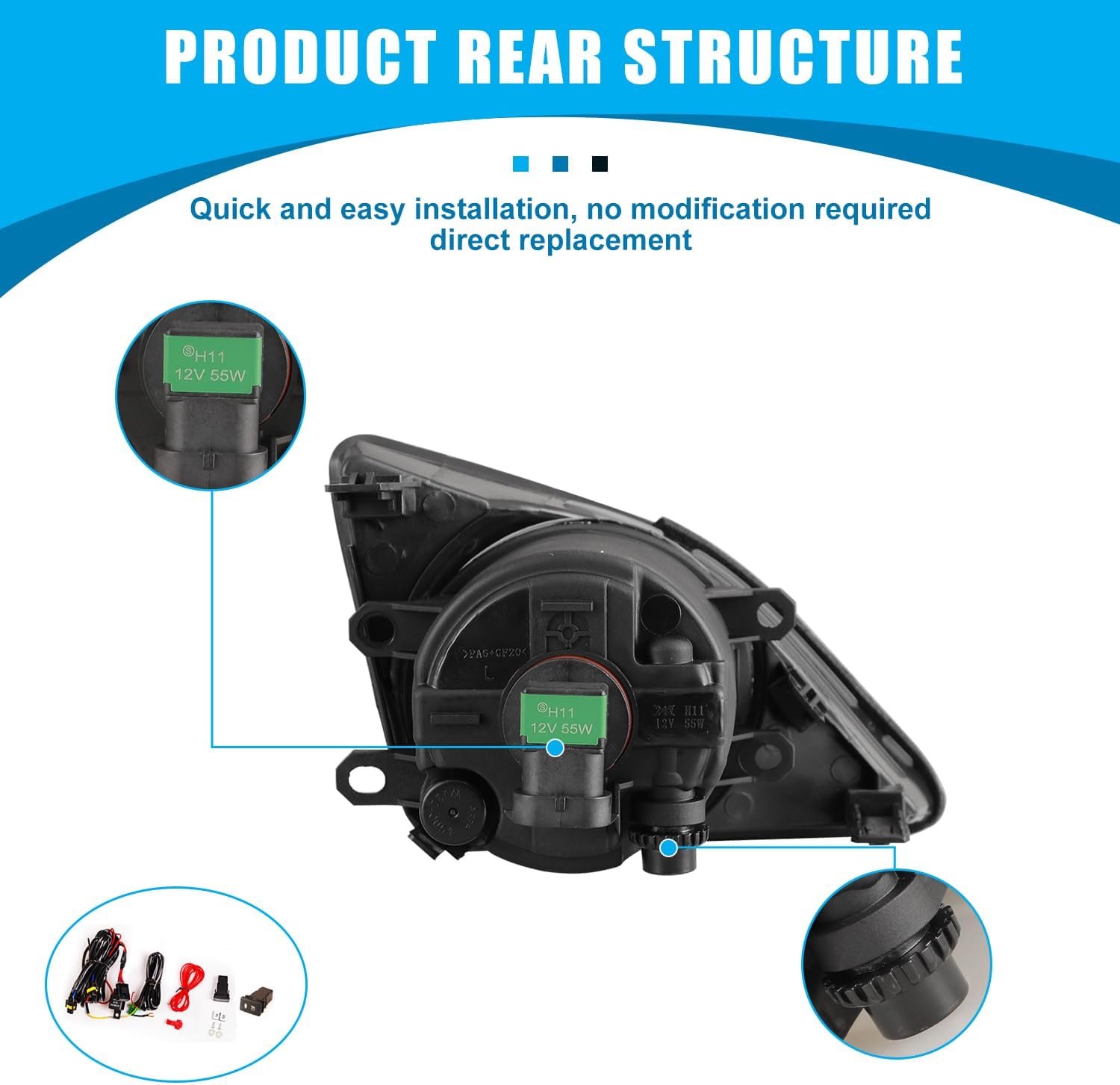 CPW Fog Lights Compatible with 2009-2010 Toyota Corolla Driving Fog Lights + Switch + Wiring Kit Clear Lens