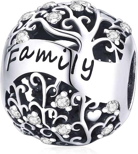 Shining Charm Family Tree of Life 925 Sterling Silver Charms Christmas Day Gifts for Mum Daughter Sister Granddaughter Nana Grandma Auntie Niece Girlfriend Wife Anniversary Charm