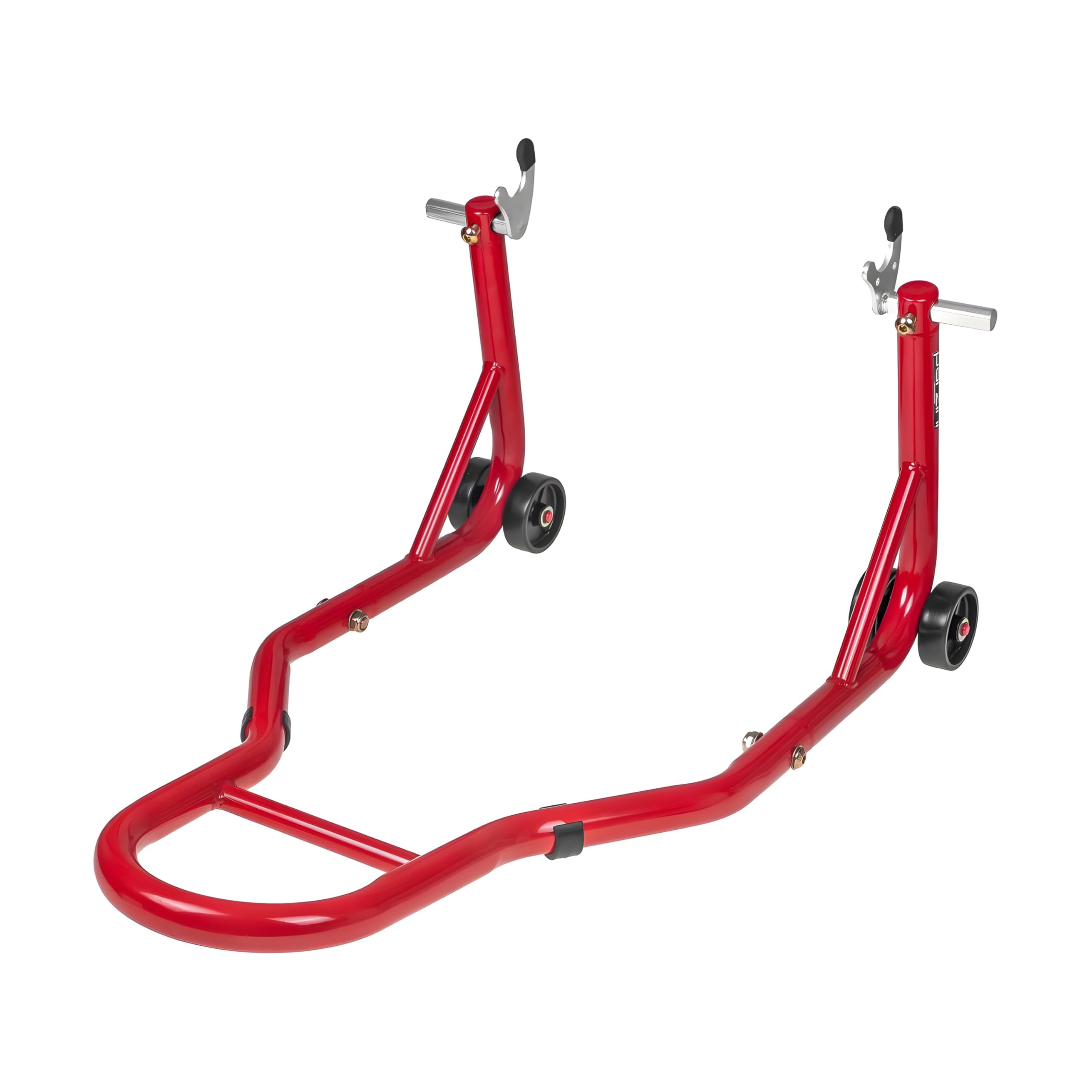 Motorradständer/Montageständer Set Vorne + Hinten Parzini Strada, rot mit gummierter und V- Aufnahme