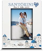 Vista 10 de ELLA BUSTA - Marco de fotos Grecia para boda, compromiso, luna de miel, vacaciones en Grecia, símbolos de diseño con estampado UV (vertical de 5 x 7)