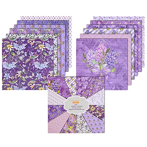 Yarumi Purple Scrapbook Paper Pad | 6" × 6" | Patterned Paper Pack,Spring Garden Themed Floral Scrapbooking Papers,Single-Sided Cardstock Holiday Cardmaking Diy Origami Decorative Craft Paper-24 Pages #TOP1