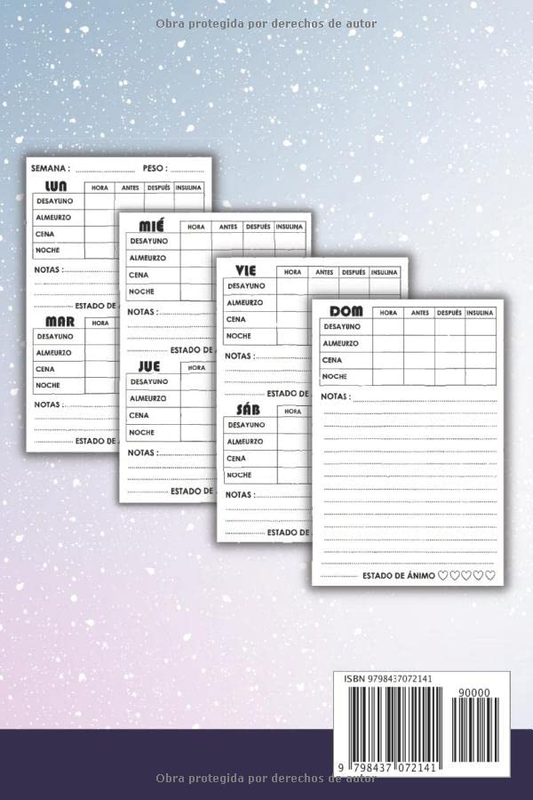 Miniatura 2 de Cuaderno Diabetes Libreta para diabeticos, Registro de la glucosa, Libreta tamaño A5 para controlar los nivieles de Glucosa en sangre - 1 AÑO