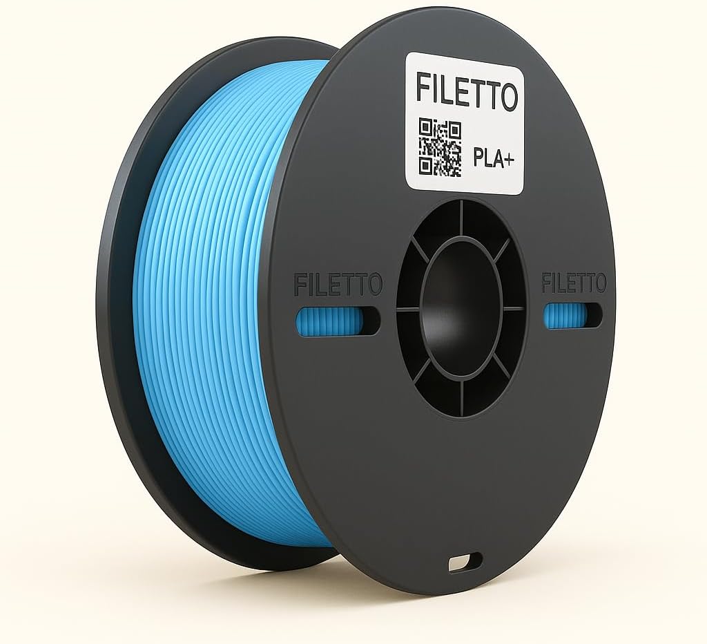 Filetto PLA+ 3D Printer Filament 1.75mm - 1kg Spool, Dimensional Accuracy +/- 0.02mm, Strong Layer Adhesion, No Clogging, No Bubbles (Light Blue)