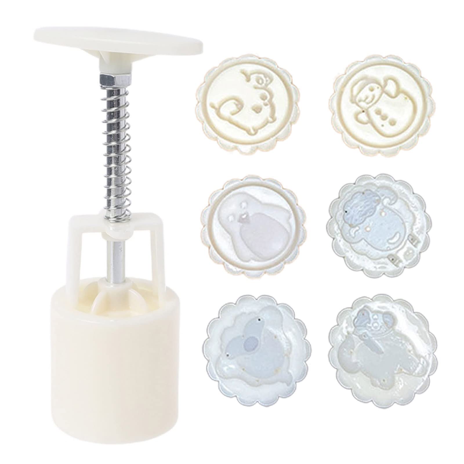 Jazuaiao Delicate Cake Home Supply Cake Press Mold for Mid Autumn Festival Home Baking Tool for W / 6 Animal Stamps Molds for Mid Autumn Festiveal