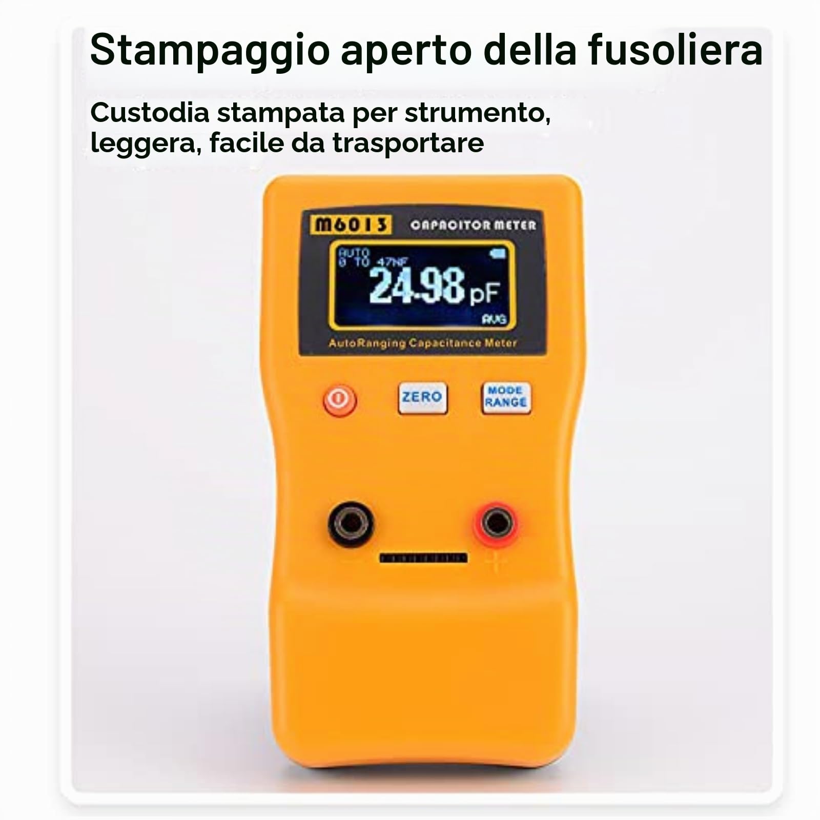Tester del Condensatore, 0.01pf-470000uf Misuratore Capacità Digitale, M6013 Gamma Automatica Capacitance Meter Capacitor Tester con Retroilluminazione LCD, Supporto Nascosto