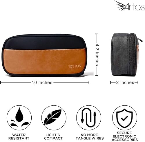 Miniatura 3 de Organizador electrónico de cuero para viaje  Organizador de cables  Almacenamiento de cables  Bolsa para cables  Bolsa de tecnología  Organizador de