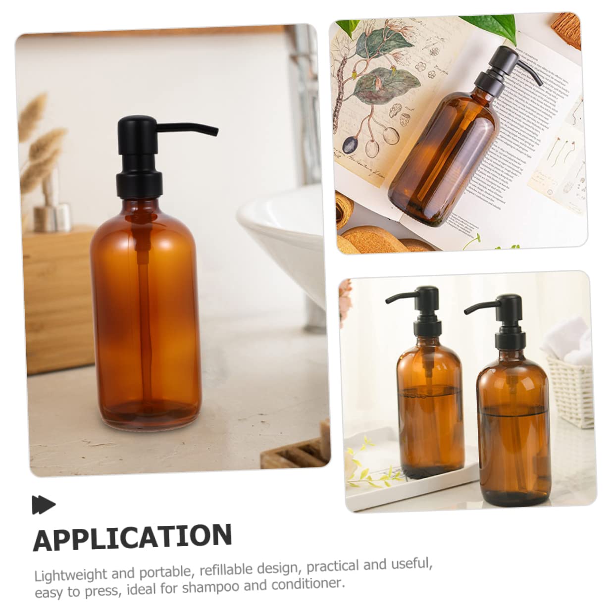 2piezas Dispensador De Loción Rellenable con Bomba Botellas Vacías para Champú y Acondicionador