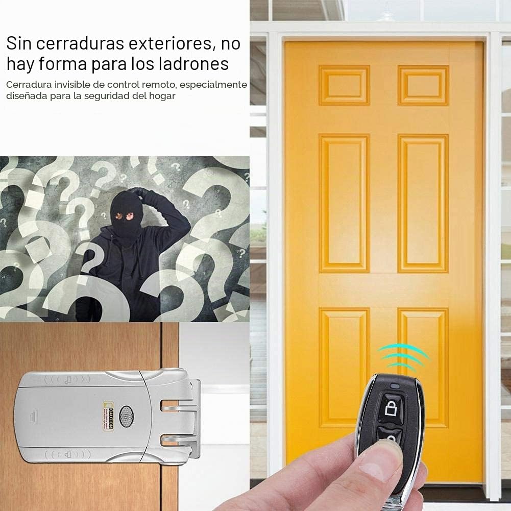 Cerradura de Seguridad Inteligente Electrónica Inalámbrica Sin Llave Control Remoto Toque Bloqueado y Desbloqueo (Plata + USB Bluetooth)