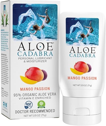 Aloe Cadabra Lubricante personal saborizado e hidratante vaginal, lubricante orgánico de aloe comestible para hombres, mujeres y parejas, no mancha,