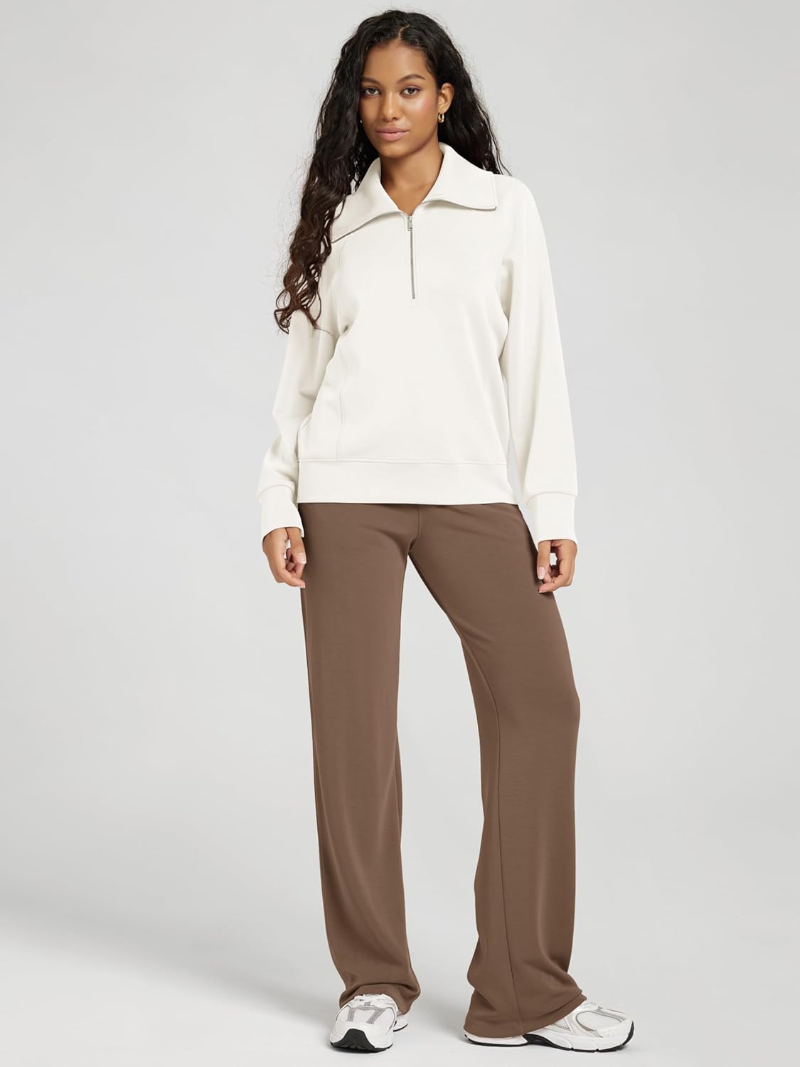 ODODOS Modal Soft Half-Zip Sweatshirts for Women Long Sleeve Relaxed Fit Collared Pullover Top - Image 5