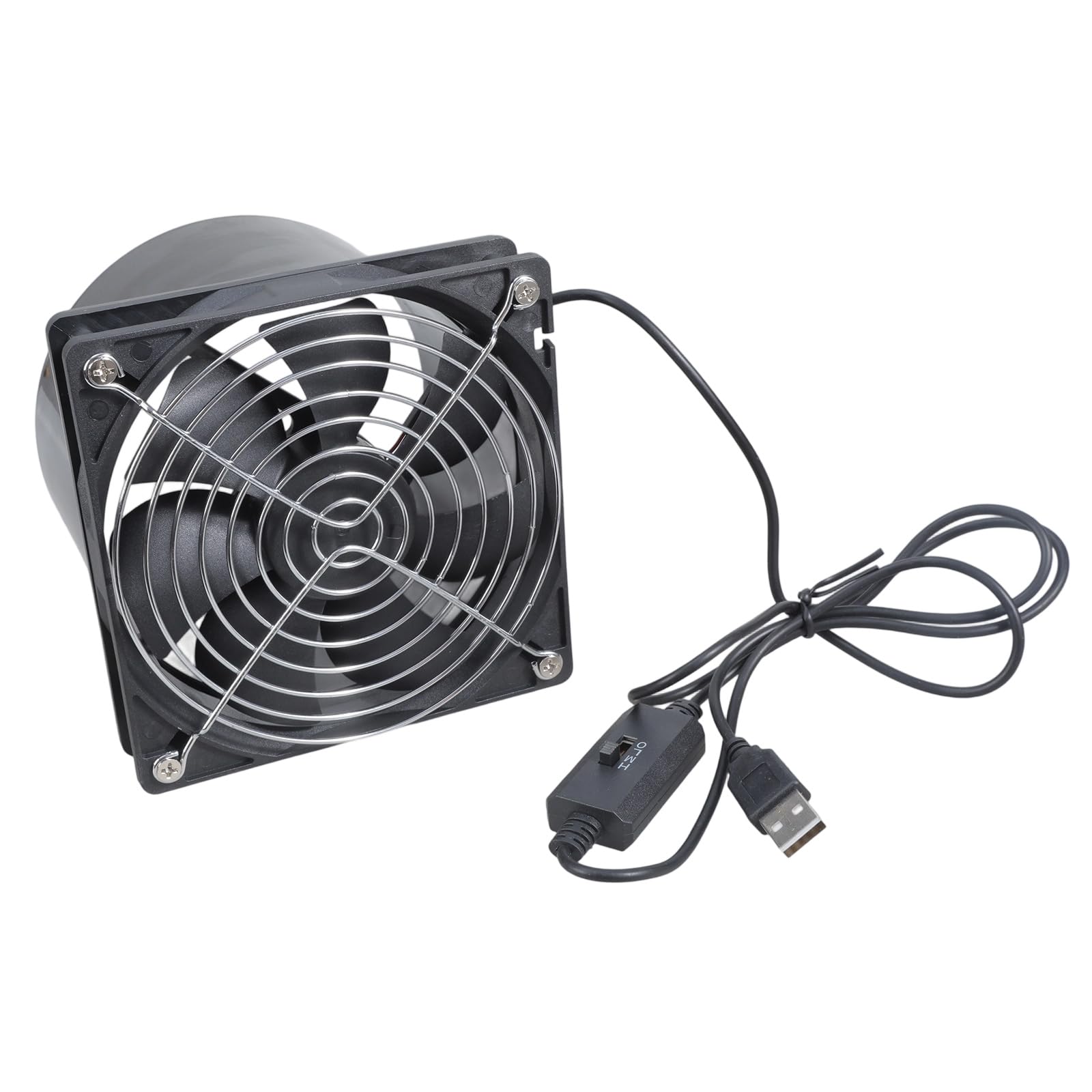 YHAILI 12cm USB 5V 3 Speed Adjustable Exhaust Fan With Protective Grill For Ventilation In Printers Greenhouses Bathrooms Pet H
