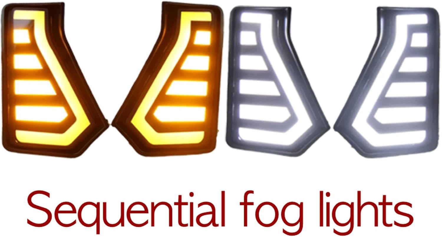LED DRL Fog Light Combo, Dual Color White/Amber with Sequential Turn Signal, Fits Tacoma 2024 2025, 2 Pack