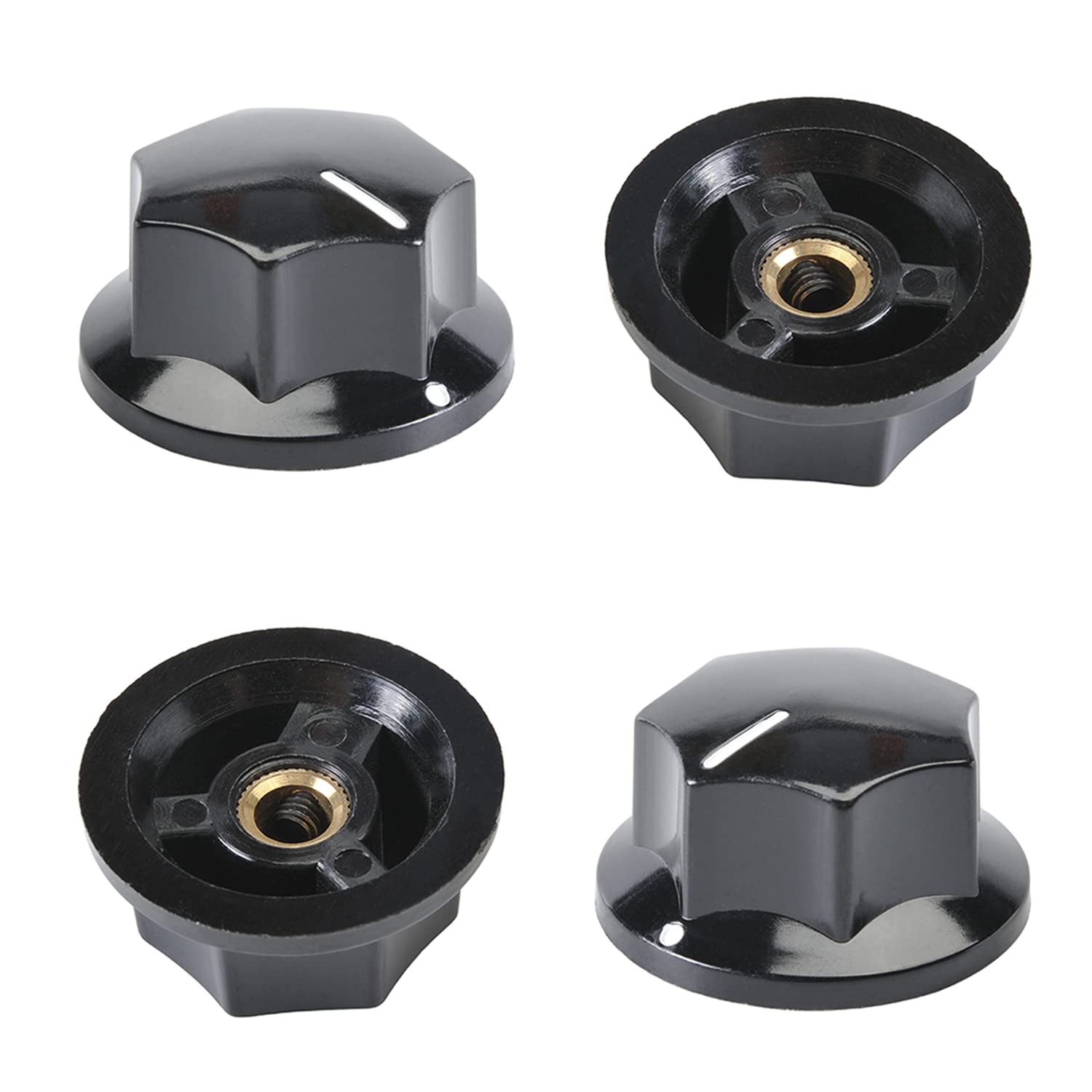 Heyiarbeit 10 Pcs 6mm Potentiometer Volume Control Knobs 32.5x17mm Insert Shaft Plastic Panel Knob Cap Black