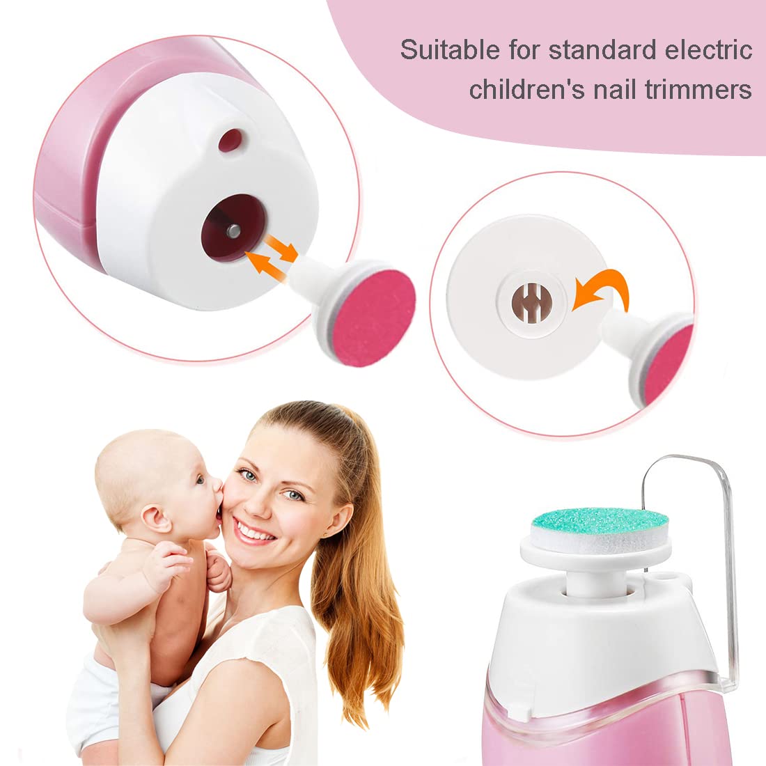 12 Pièces Lime à Ongles Électrique pour Bébé Tampons de Rechange pour Coupe-Ongles Kit de Coupe Ongle Bebe Têtes de Meulage Remplacables pour Nouveau Né Enfant et Adulte Orteils