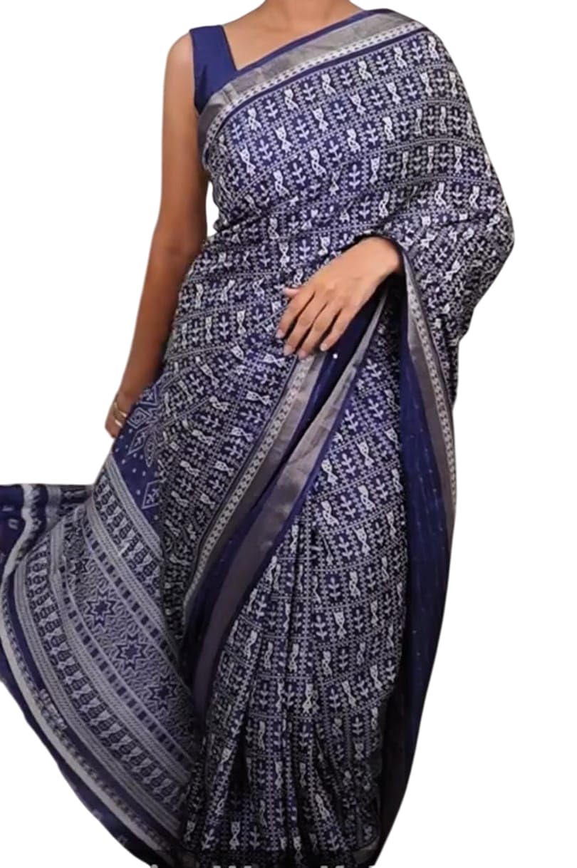 Adnika Block Printed Cotton Silk Sari-picture-49