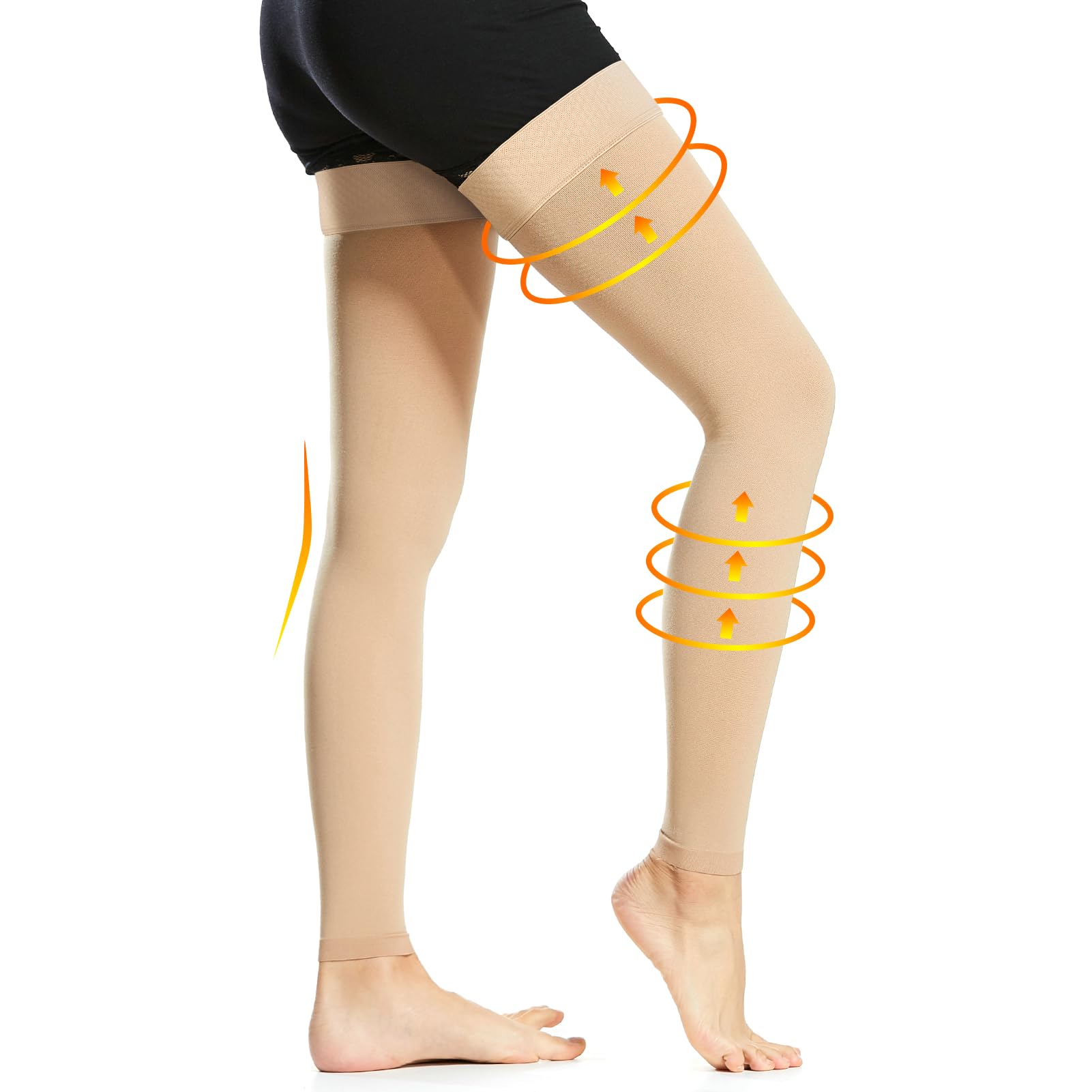 Medias de compresión médica Ailaka para hombres y mujeres, hasta el muslo, sin pie, de 20 a 30 mmHg, con banda de silicona para varices y edema posoperatorio.
