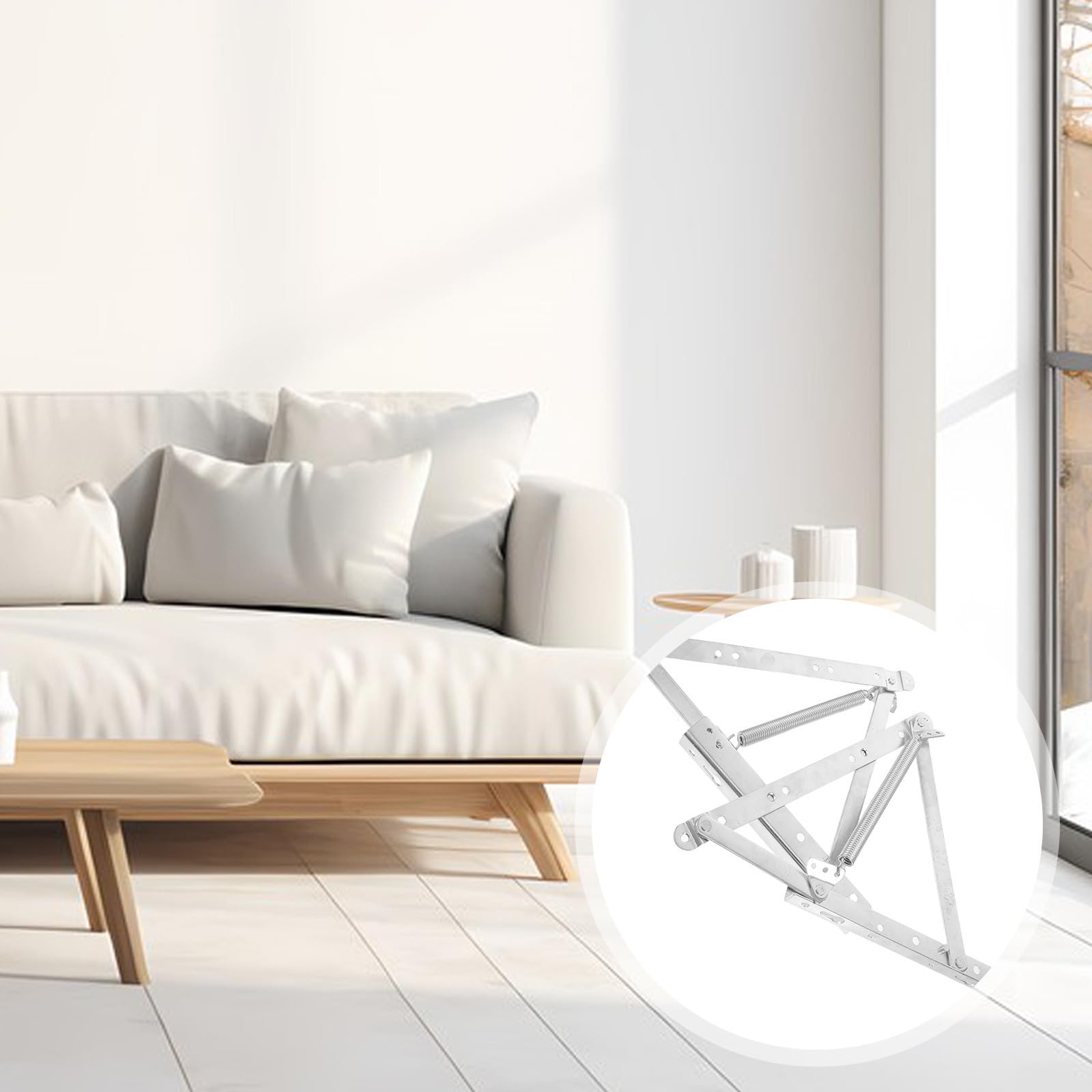 2 Piezas Bisagra de Resorte Triangular de Acero Laminado en Caliente Plata, Soporte de Hoja Abatible, Bisagra de Bloqueo para Sofá Cama y Muebles del Hogar, Almacenamiento en Casa