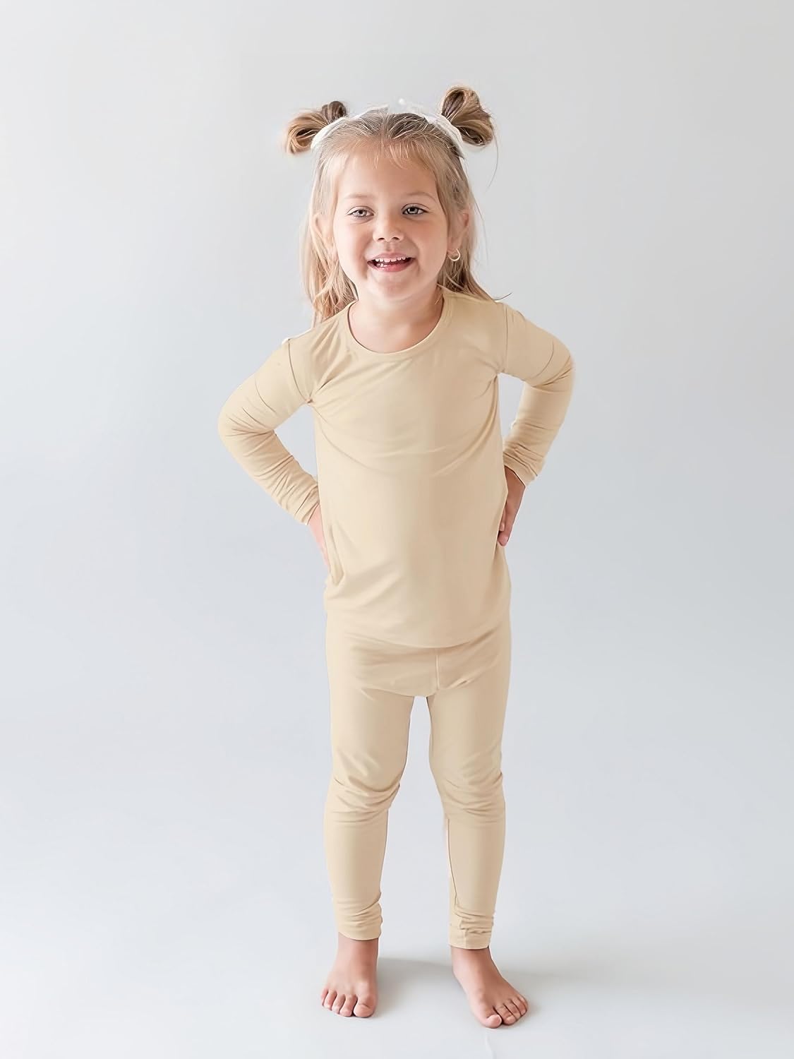 BABY 2T-10Y Toddler Kids Girls Boys Soft Comfy Viscose 2pcs Set Long Sleeve Plain Shirts and Pants Sets - Image 3