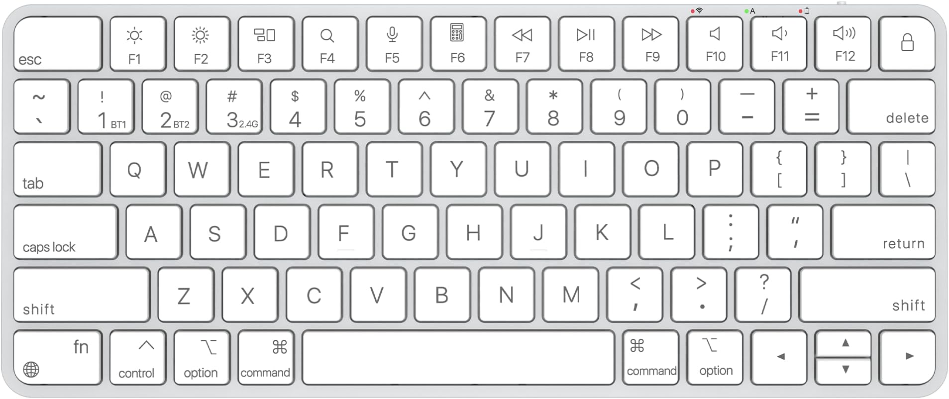 ULSOU Wireless Keyboard for Mac, Bluetooth/2.4G USB Dual-Channel Connection, Multi Device, Mini Size, Rechargeable Bluetooth Keyboard for Mac Compatible with iMac, iPad, iPhone, MacBook Air/Pro